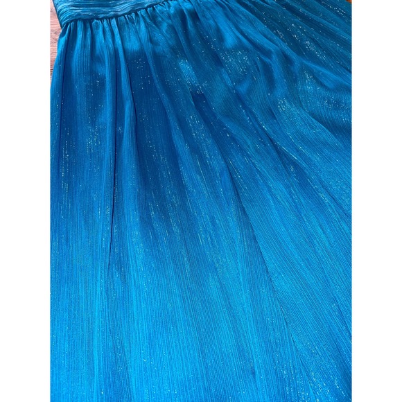 Womens Aidan Mattox Blue Sparkly Spaghetti Strap Long Maxi Gown Dress 6 - Picture 7 of 12